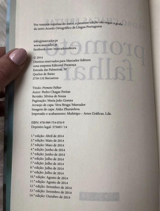 Livro “Prometo Falhar” de Pedro