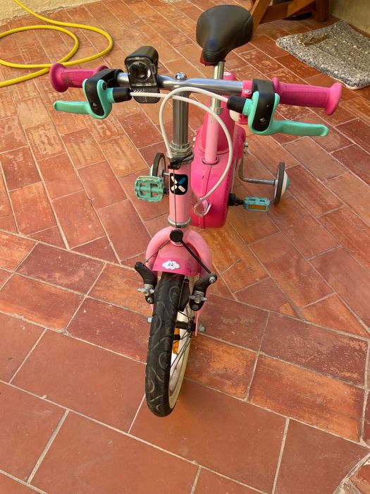 Bicicleta Btwin criança, cor de rosa, com unicórnio