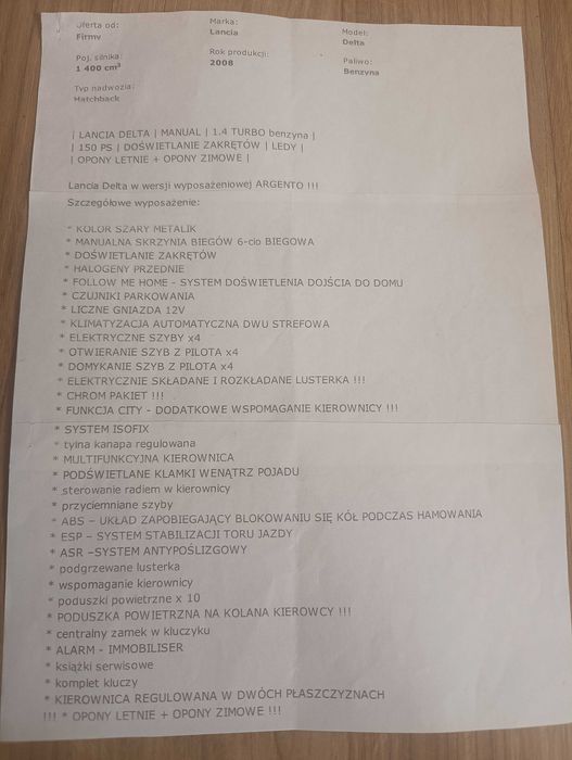 Sprzedaz auta osobowe