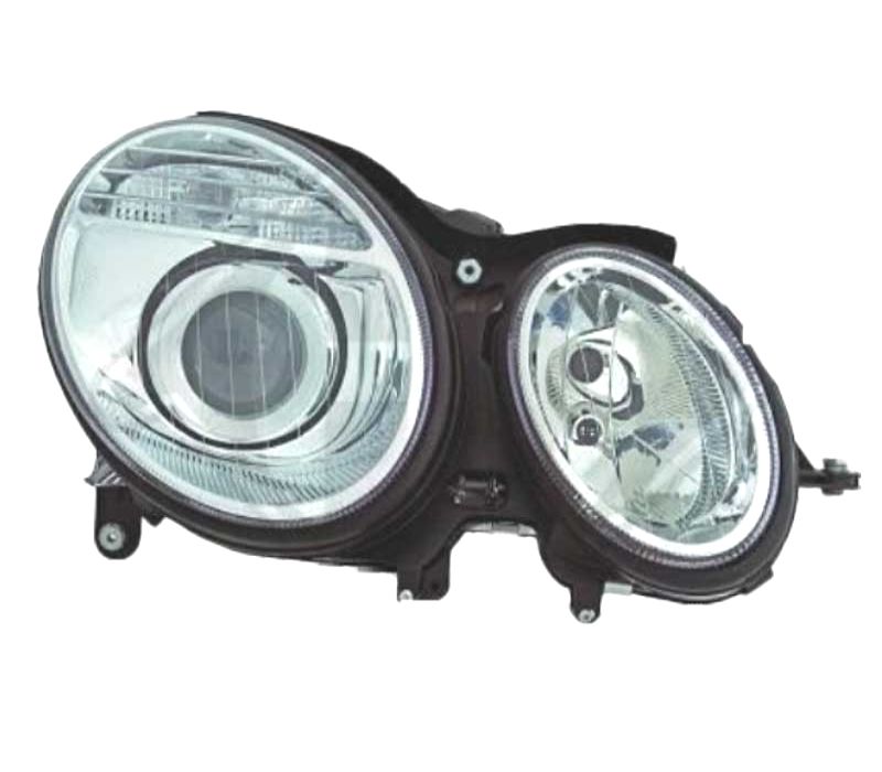 FARÓIS MERCEDES CLASSE E W211 02-06 LUPA FUNDO CROMADO