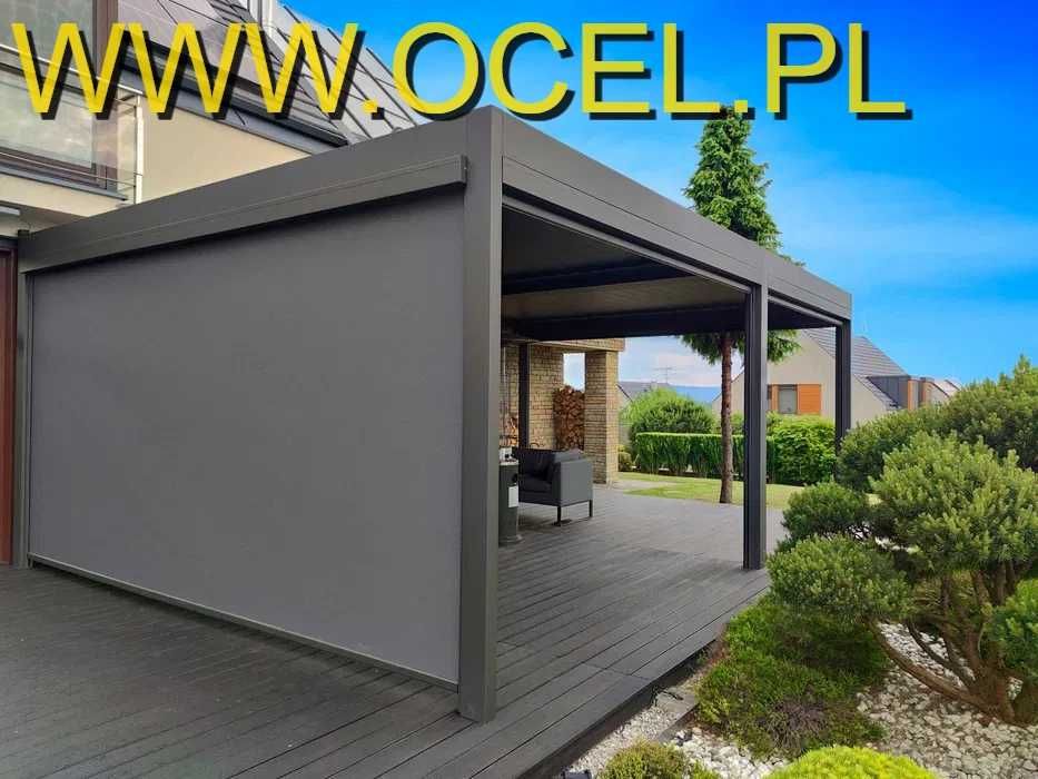 Pergola ogrodowa tarasowa. Sterowanie radiowe, automatyka pogodowa