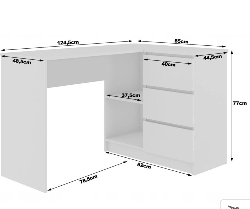 Biurko rogowe narożne białe