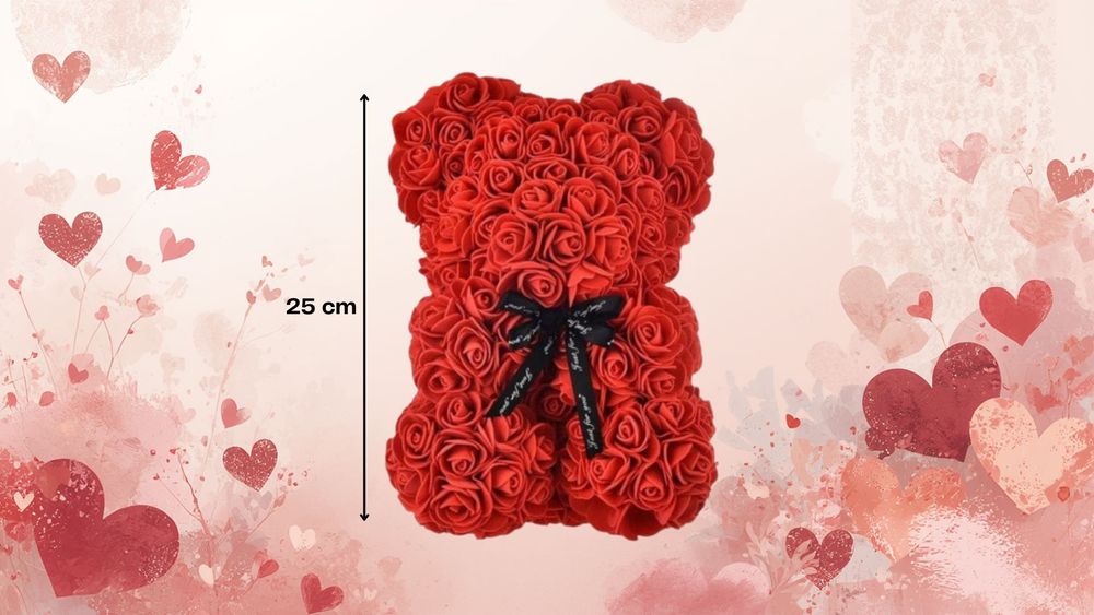 Miś z róż na Walentynki - 25 cm Okazja ( zostały 4 sztuki)