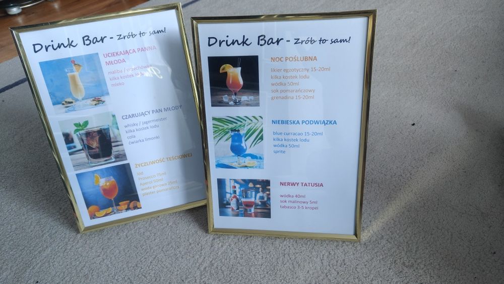 Karta drinków na wesele