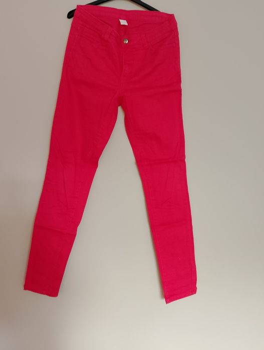 Czerwone spodnie jeansy damskie skinny vintage rozmiar M