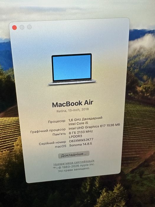 Macbook air 2018 8gb i5