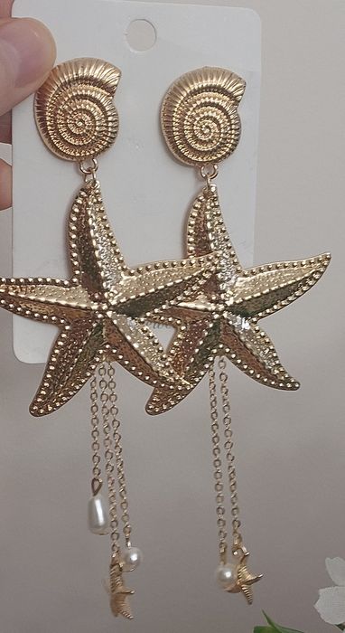 Luksusowe złote kolczyki w stylu morskim z zawieszkami