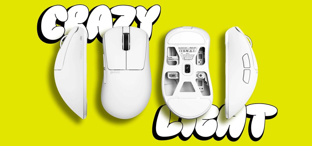 Pulsar Xlite Crazylight Medium White 44г 8K Игровая беспроводная мышь