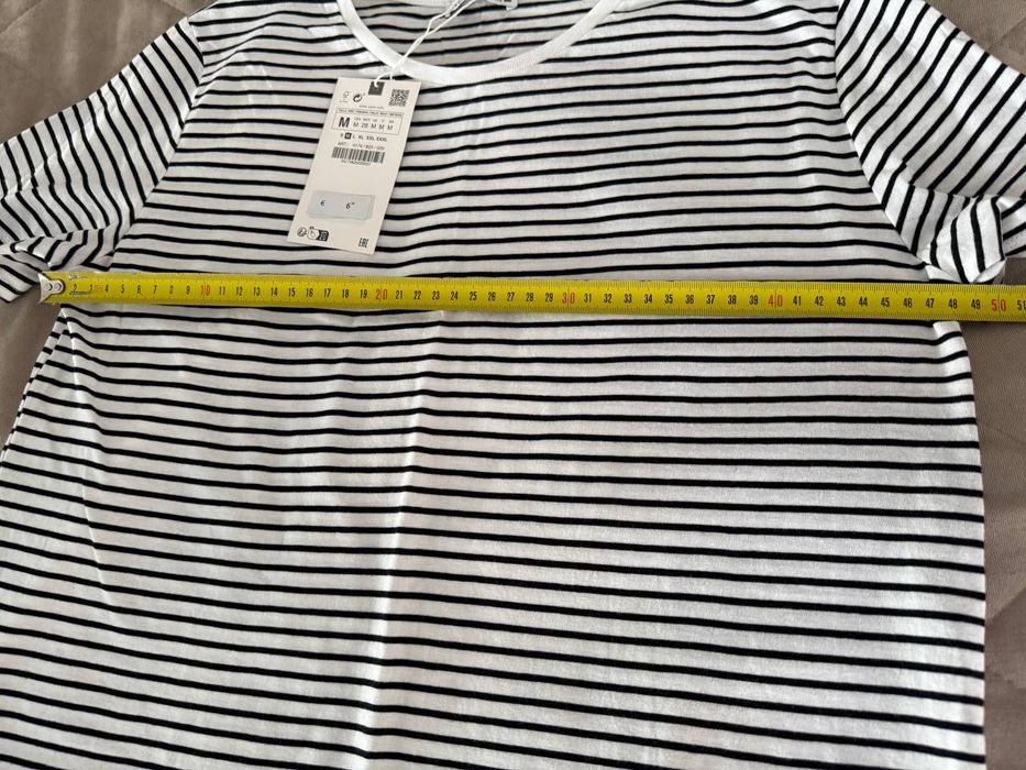 Футболка ZARA M L чорна сіра в полоску