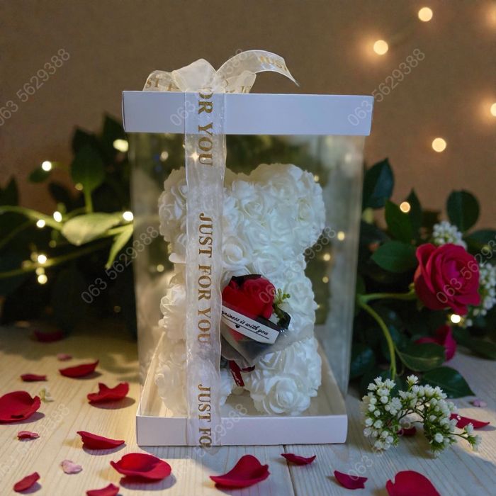 Медведик з троянд, мишка из роз,подарунок на 8 березня, свято весни