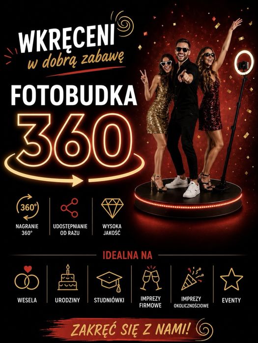 Fotobudka 360 na wesele, urodziny, imprezy i eventy