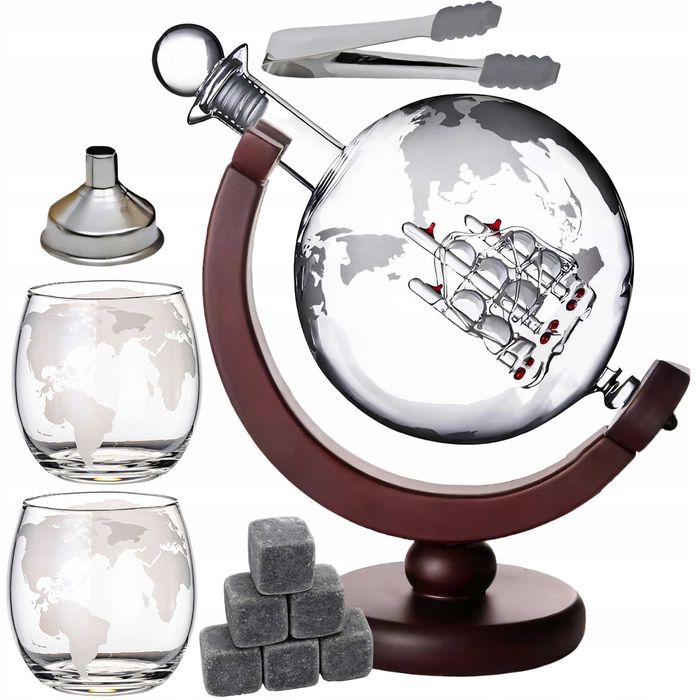 Zestaw Do Whisky Karafka Globus Szklanki Prezent Urodziny Taty Faceta