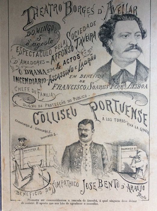 Tema: Teatro e tourada( Programa da época ). Litografia do século XIX