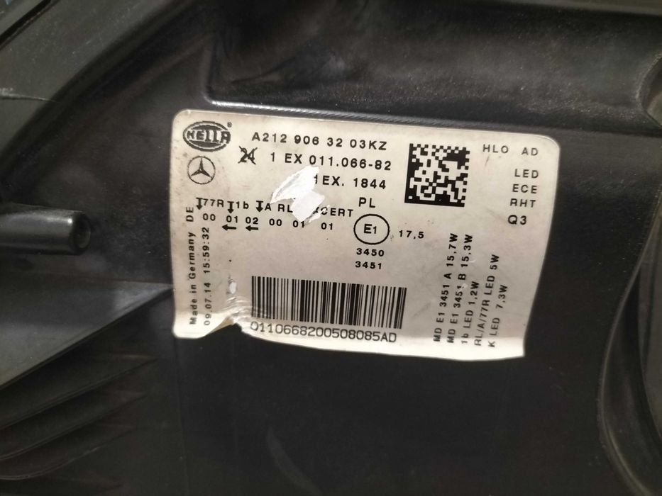 Mercedes  E klasa W212 prawa lampa full LED po lifcie