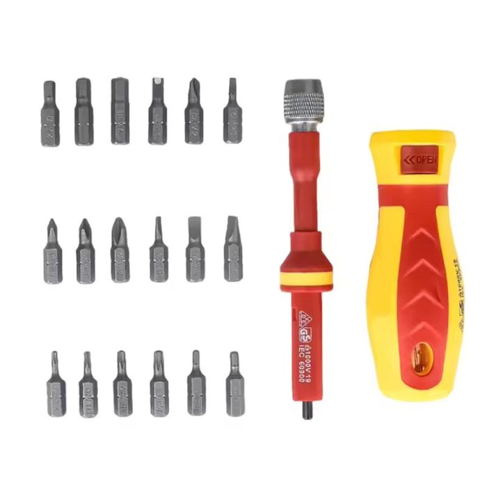 Kit Bits Chaves Magnéticas 18 em 1 1000V Torx Cruzado Fenda Electricista