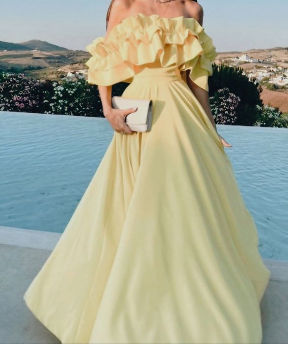 Vestido cerimónia amarelo claro M
