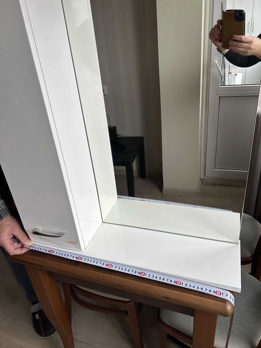 Дзеркальна шафа з пеналом та підсвіткою у ванну 80 (H) х 63(L)