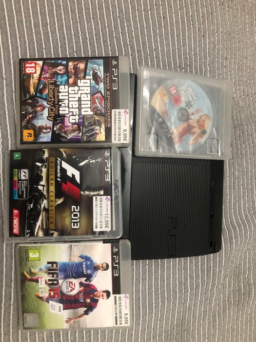 PS3 / PlayStation 3 + 4 Games (GTA 5, GTA 4, Formula 1 2013, and FIFA 15)64309807629955122