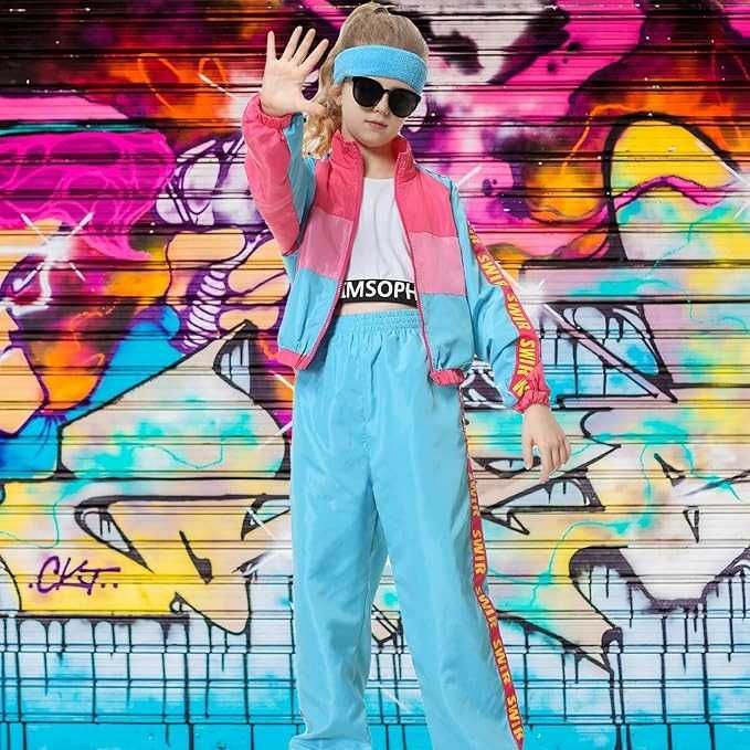 STRÓJ DISCO hip hop DRES LATA 80-TE RETRO DZIECI 110 okulary opaski