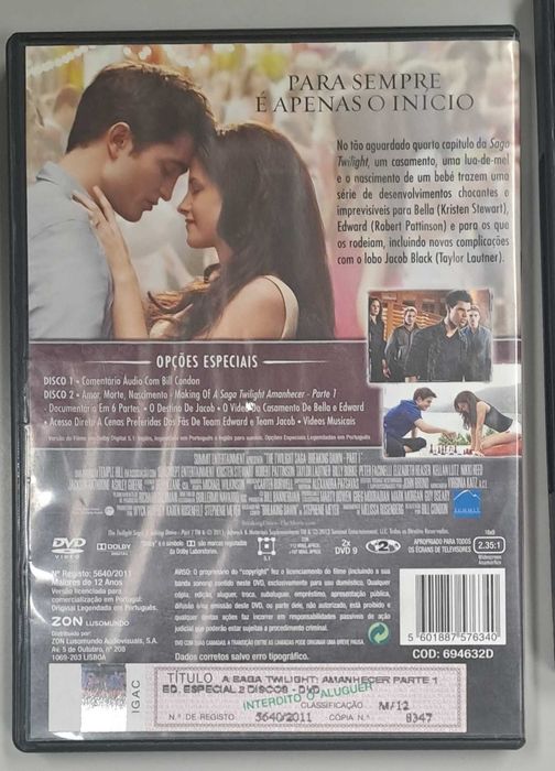 Pack 2 - Coleção Completa Crespúsculo ou Saga Twilight  (5 Filmes)