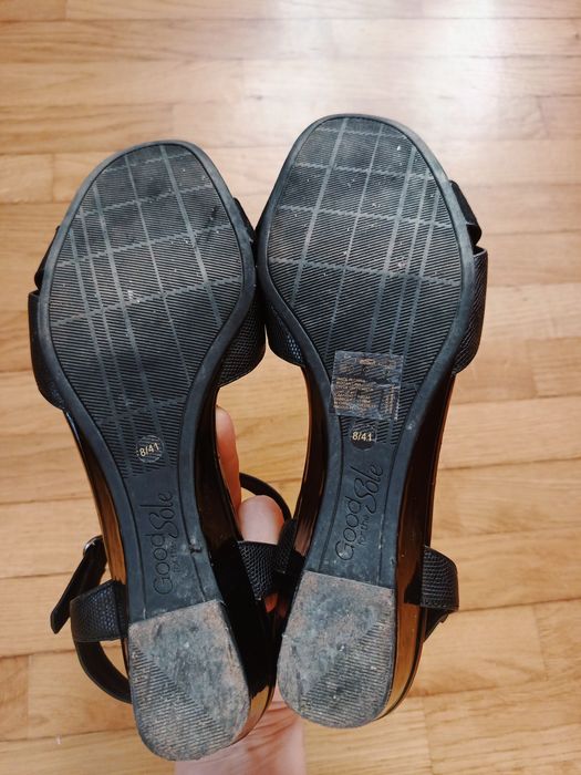 Sandały, Debenhams, 8/41, czarne, Good for the sole, wkładka 26,5 cm