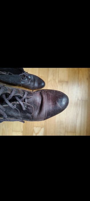 Brązowe skórzane buty zimowe Lasocki r 40