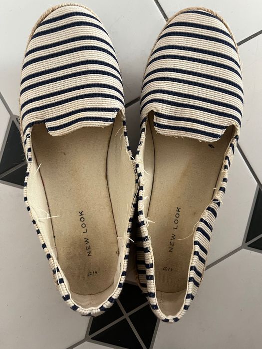 Espadryle baleriny w paski kremowe granatowe New Look rozm. 37
