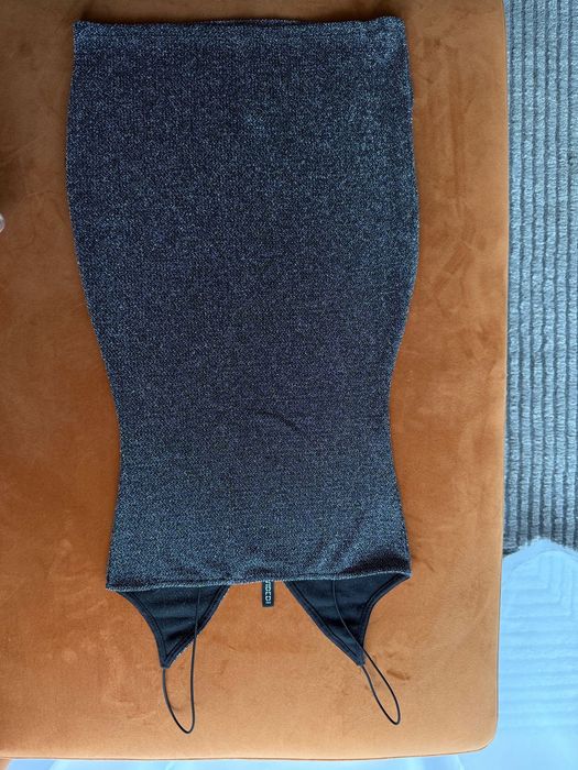 Sukienka mini czarna srebrna H&M na imprezę sylwestra karnawał XS 34