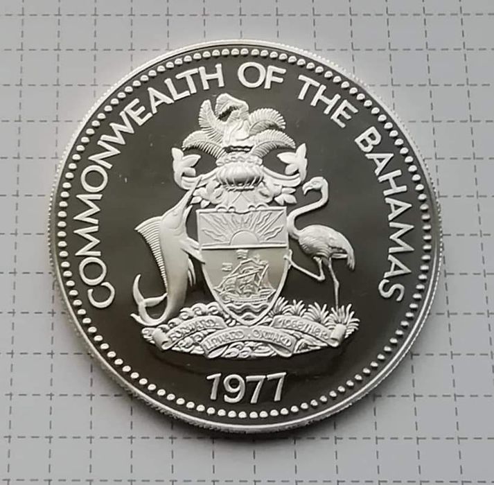 Багамські о-ви 10 $ 1977р. СРІБЛО. ПРУФ. Сертифікат. 49,1 грам