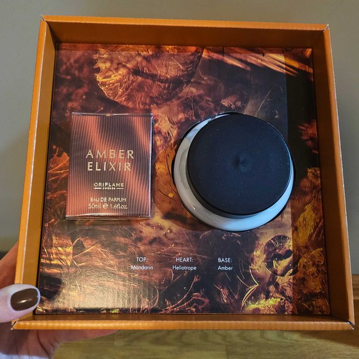Zestaw oriflame Amber Elixir perfum plus krem do ciała