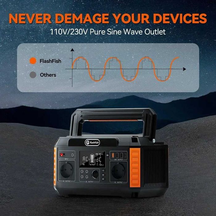 Flashfish P60 - 520Wh / 560W. Портативна зарядна станція.