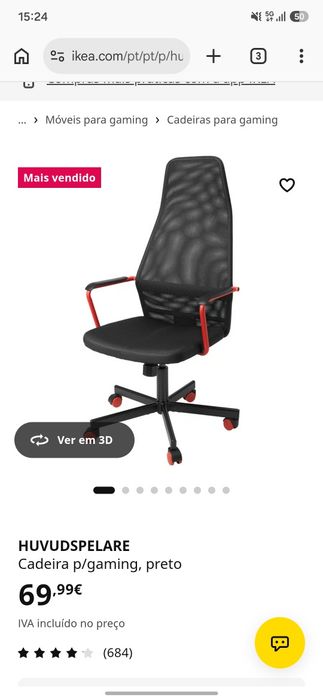 Cadeira Gaming Preta e Vermelha