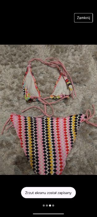 Strój kąpielowy dwuczęściowy różowy M we wzory