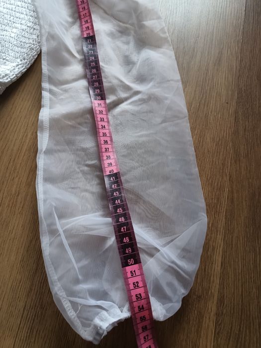Crop top hiszpanka organza bufiaste rękawy biały