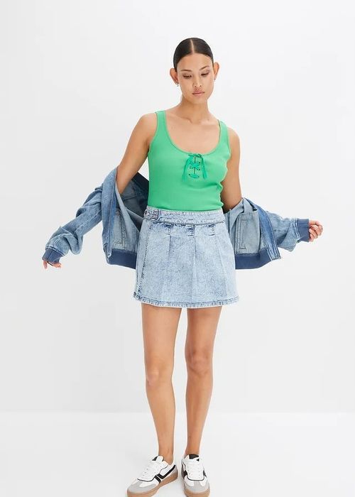 B.P.C top w prążek zielony ze sznurowaniem 44/46.