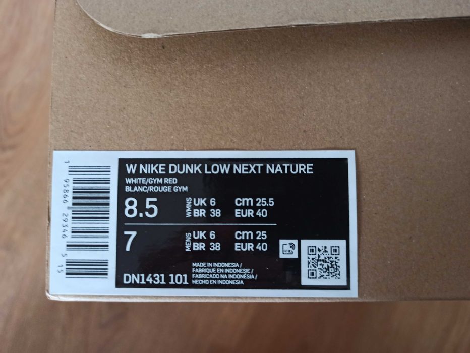 Nike Dunk Low Next Nature White Gym Red  roz. 40 / 25,5 cm DN1431.-101