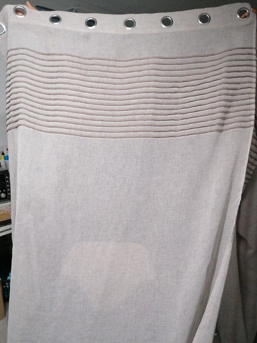 3 Cortinas beje/cinzentas