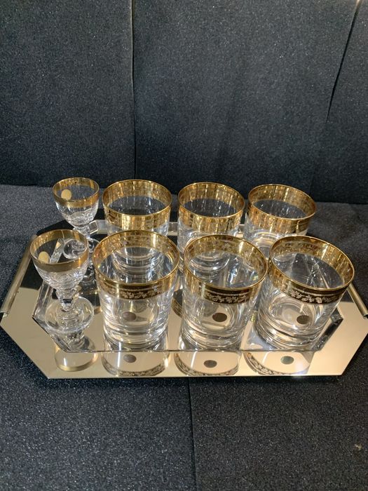 Serviço de Whisky e Licor em Cristal de Chumbo 24% e Ouro (CONJUNTO IMACULADO)