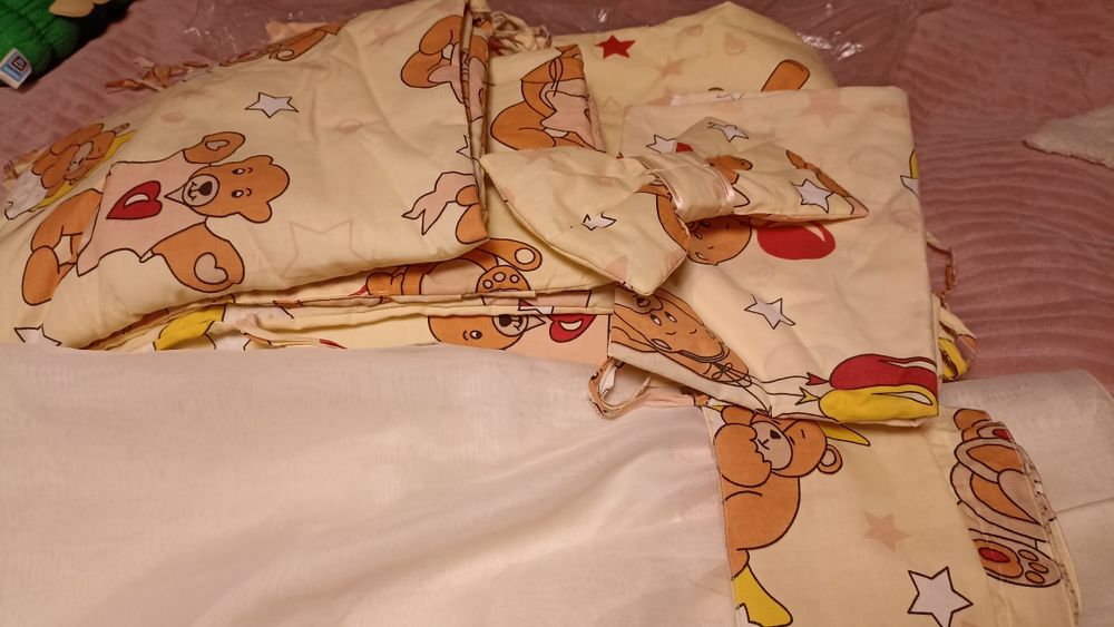 Постельное белье детское, бортики, балдахин в кроватку детскую