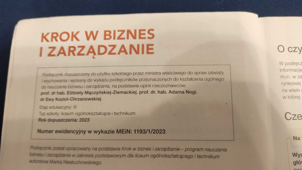 Sprzedam podręcznik do BIZNESU I ZARZĄDZANIA (Krok w biznes i ...