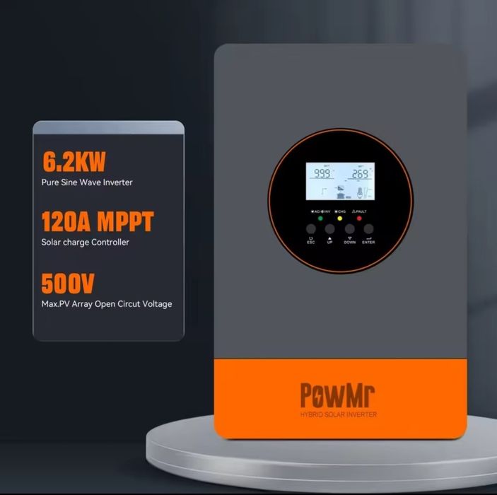ПАРАЛЕЛЬНЕ ПІДКЛЮЧ. Сонячний гібридний інвертор PowMr 6.2Kw 48V