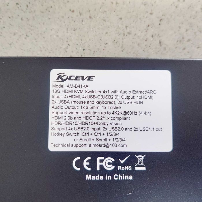 Przełącznik, Switch HDMI KVM 4 porty, 4K 60 Hz, do laptopa, PS, Xbox