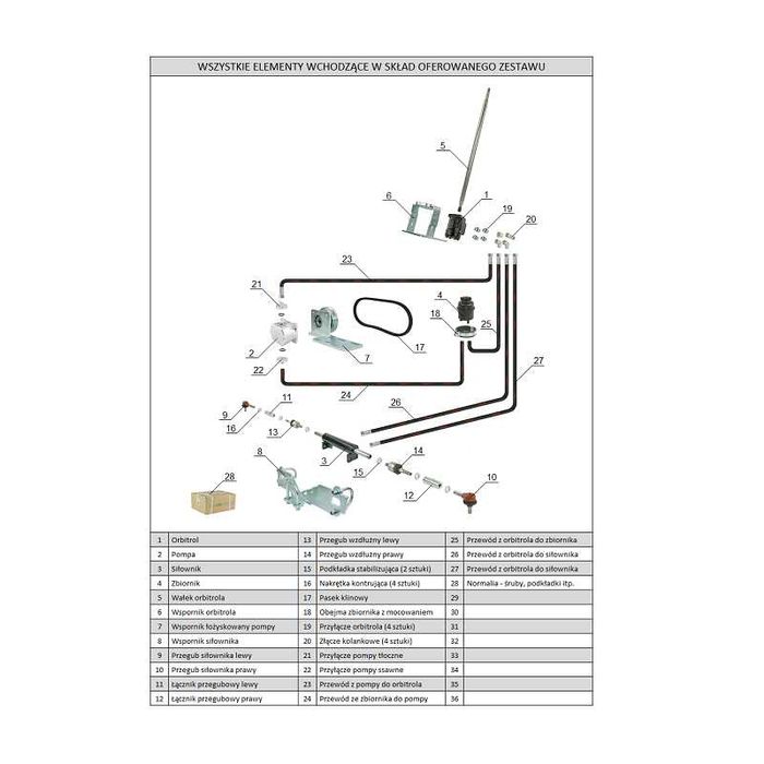 Hydrauliczny zestaw wspomagania kierownicy  T-25 DANFOSS CARRARO