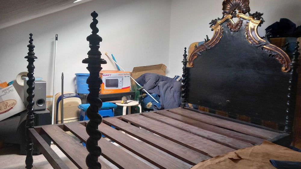 Cama Luxo em Ébano Maciço, Prata de Lei e Ouro (C/ Relatório Pericial)