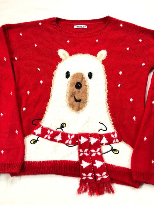 Sweter Reserved czerwony świąteczny na święta misiu zimowy na zimę