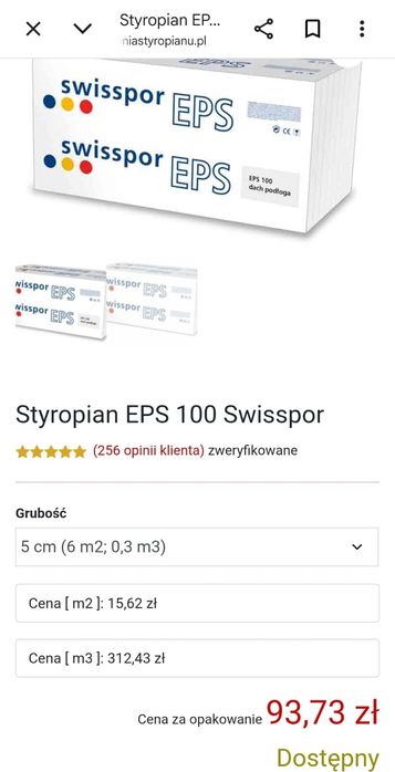 Styropian podłogowy Swisspor EPS 100 036 5 cm