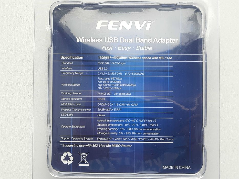 Wi-Fi адаптер COMFUST 1300 Мбіт/с 2.4/5 ГГц | USB 3.0 + Bluetooth 5.0