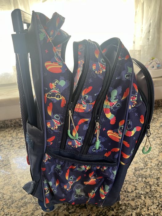 Trolley Mochila escolar e lancheira Stitch
