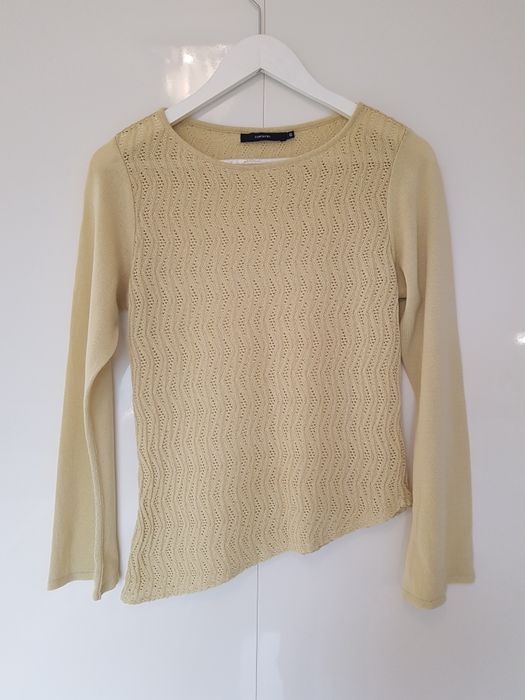 Jasny oliwkowy asymetryczny swetr rozm. S