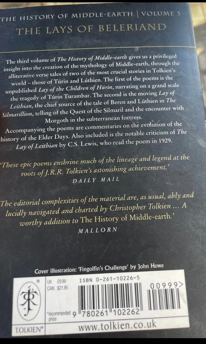 The Lays of Beleriand, JRR Tolkien
